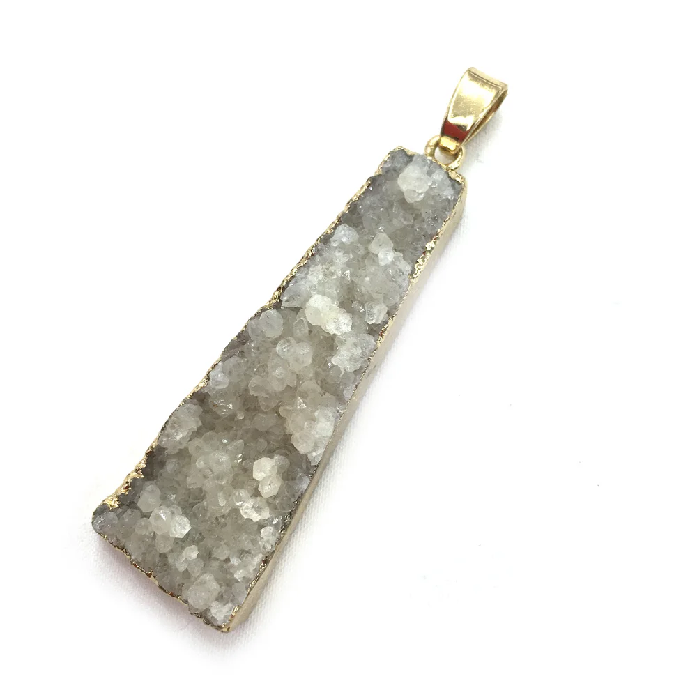 

Hot Sale Natural Trapezoid Shaped Agates Pendants Making for Jewelry Necklace Charm Accessories Gift For Women Size 20x40mm