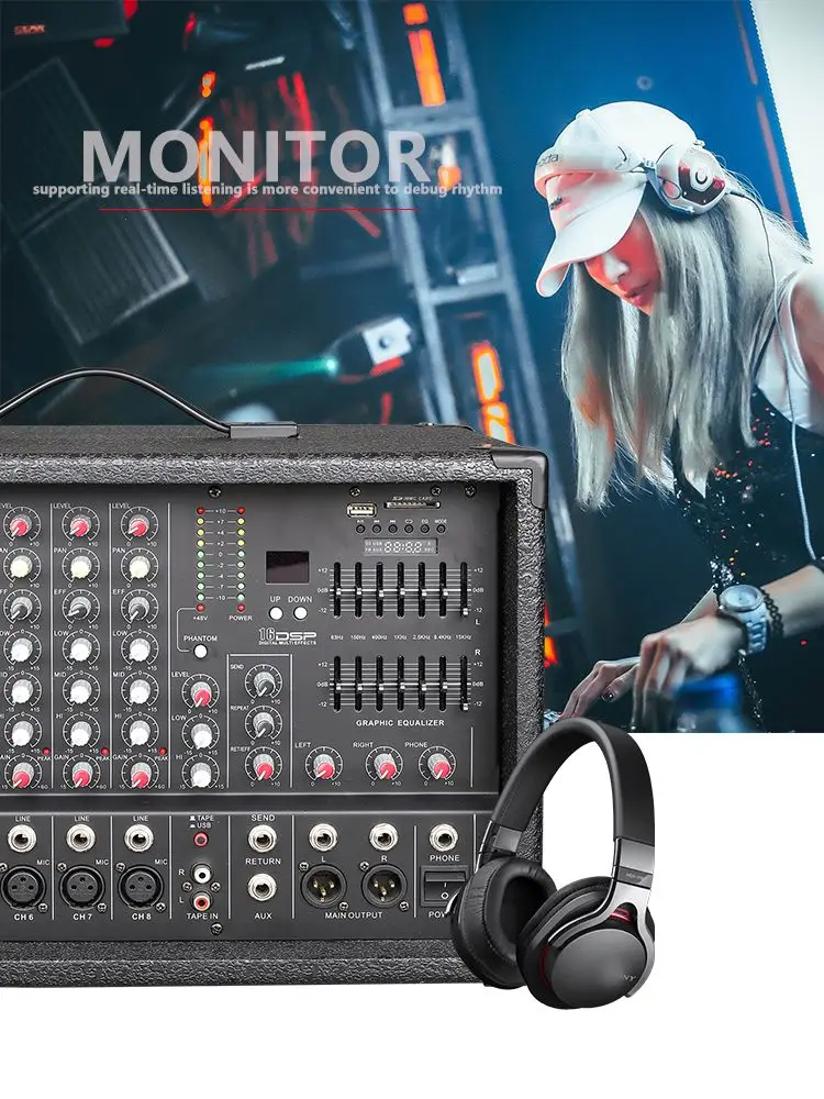

GAX-EB4 4-channel mixer with amplifier, digital blue tooth karaoke recording KTV reverb effect small home