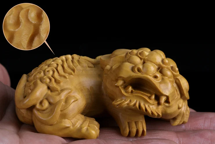 3 &quotкитайская деревянная коробка ручная резная статуя животного Rui Beast Pixiu Pi Xiu Lion