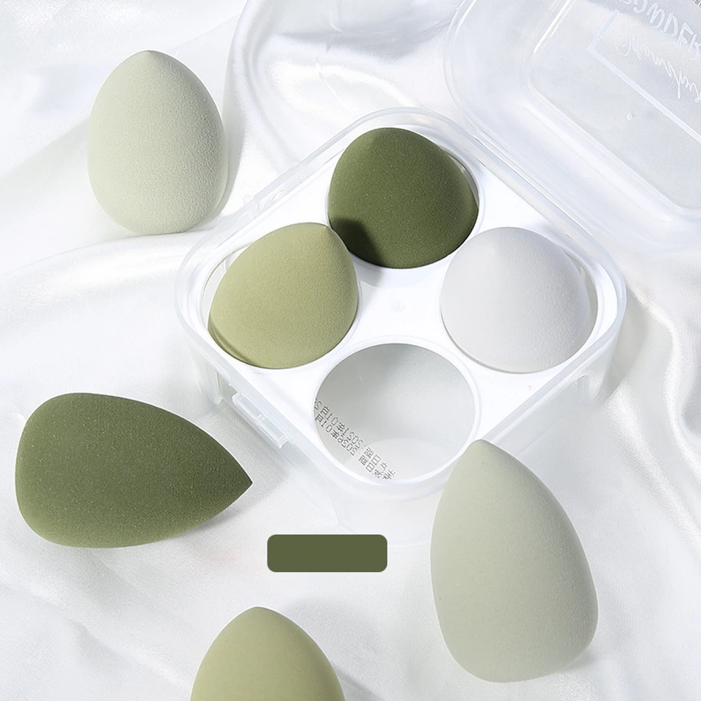 

4 Pcs Puff Makeup Sponge With Storage Box Foundation Powder Sponge Female Beauty Tools Make Up Accessories