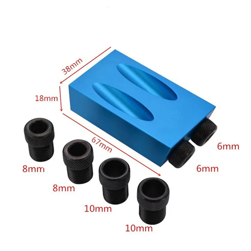 XKIY Blue Woodworking Oblique Hole Locator 15 Degrees Included Angle Furniture Punching Screw Holder Three-point Twist Drill Set |