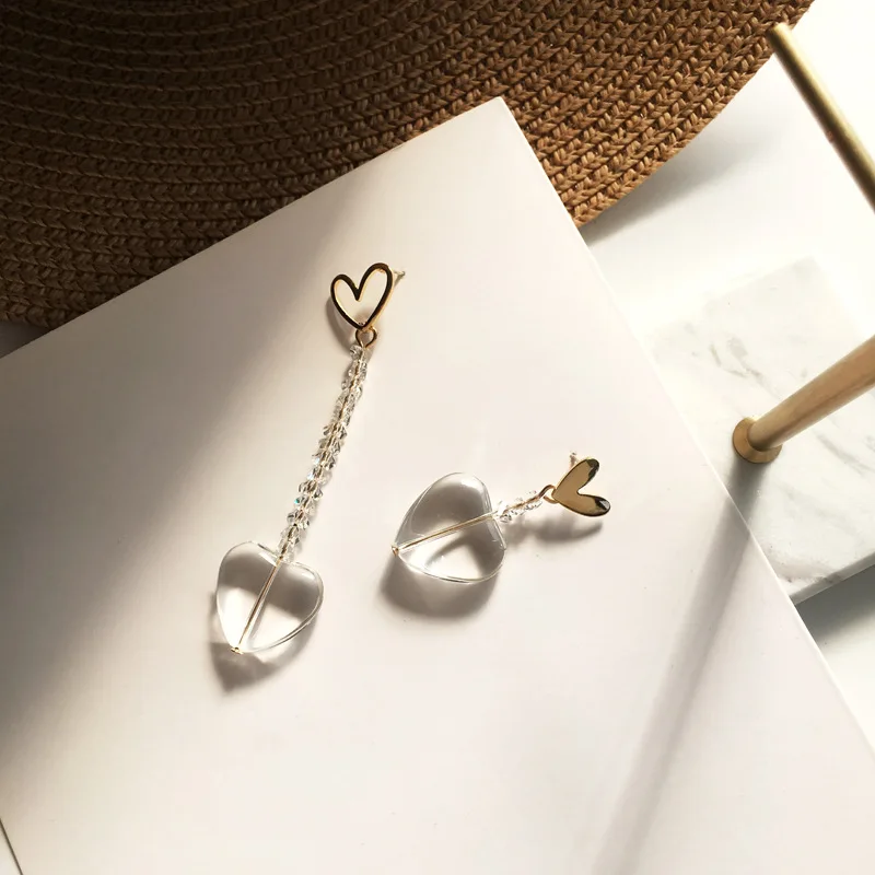 Новые ассиметричные серьги в форме сердца для женщин S925 модные корейские