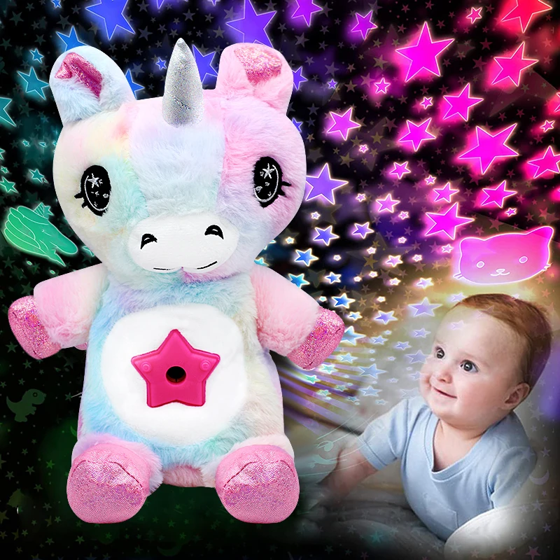 Проектор звездный Ночной светильник плюшевая игрушка в виде единорога проектор