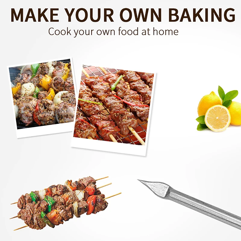 5PCS 22/30.4CM Stainless Steel Skewers Sturdy Universal Barbecue Kebab Needle Stick | Дом и сад