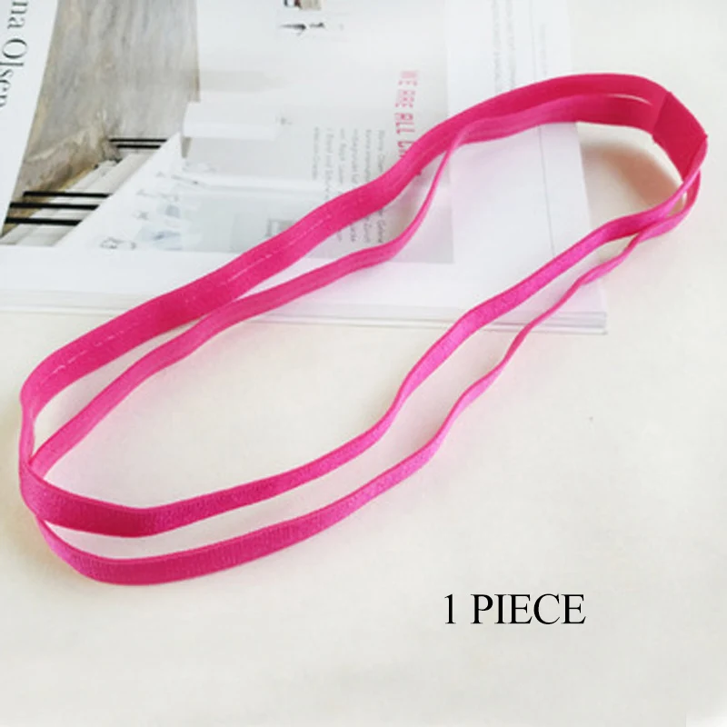 1 Pc Hot Pink 3 шт., Модный женский Блестящий эластичный ободок на голову, повязка для волос, резинка для волос, повязка на голову для девочек, двойные резинки для волос, аксессуары для волос - Цвет: 1 Pc Hot Pink