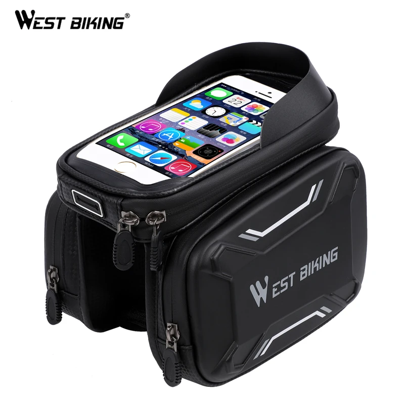 

WEST BIKING MTB Bike Bag Waterproof Touch Screen Bicycle Top Front Tube Frame Bags 6.2 Phone Case Cycling Bike Top Tube Bag