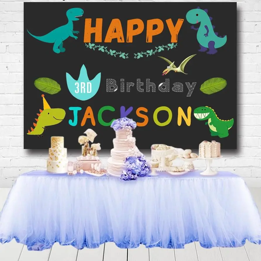 

Cartoon Dinosaur Party Photography Backgrounds Blue Theme Kids Baby Shower Birthday Party Backdrops For Photo Studio