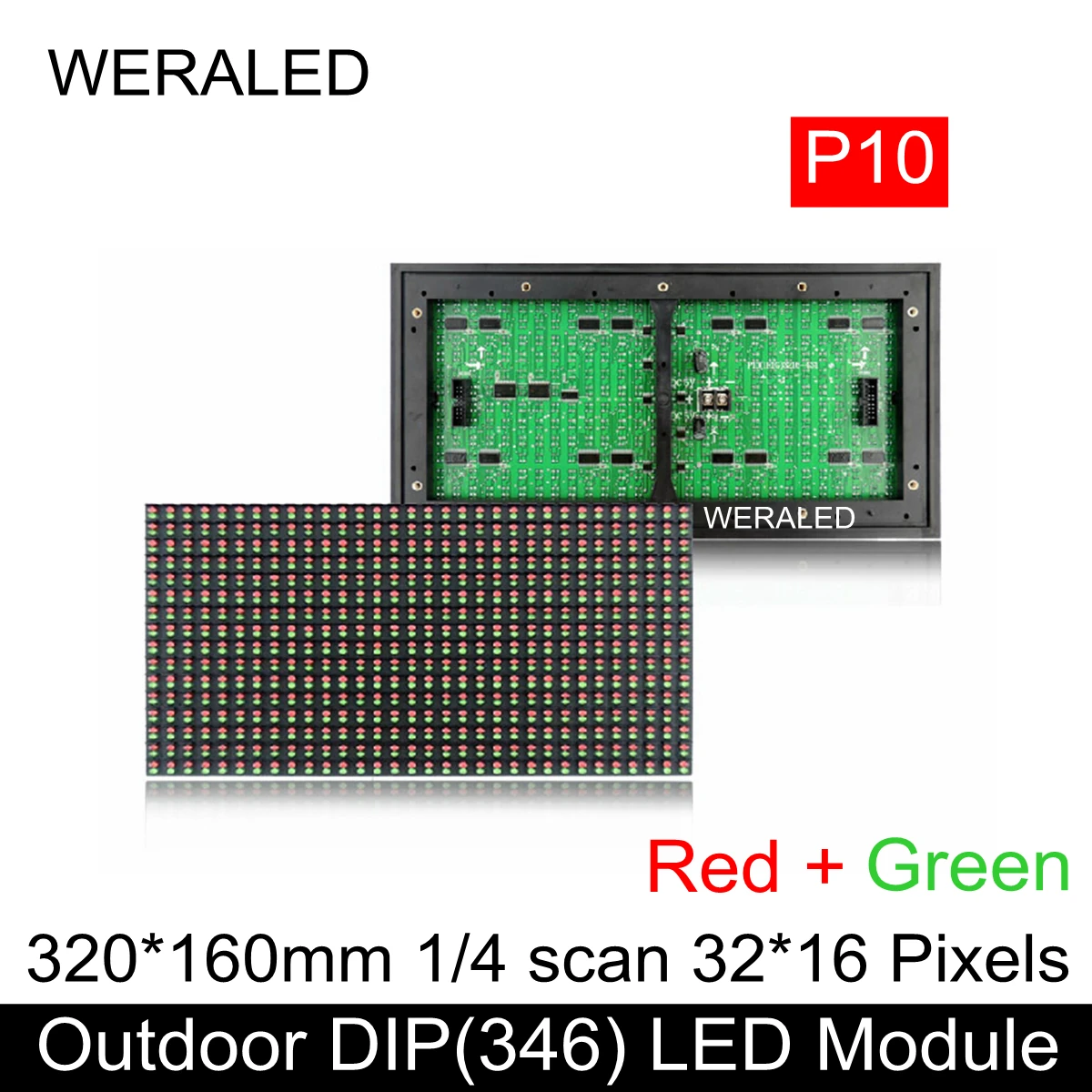 P10 наружная Водонепроницаемая DIP 546 Одиночная 346 двухцветная 32x16 пикселей