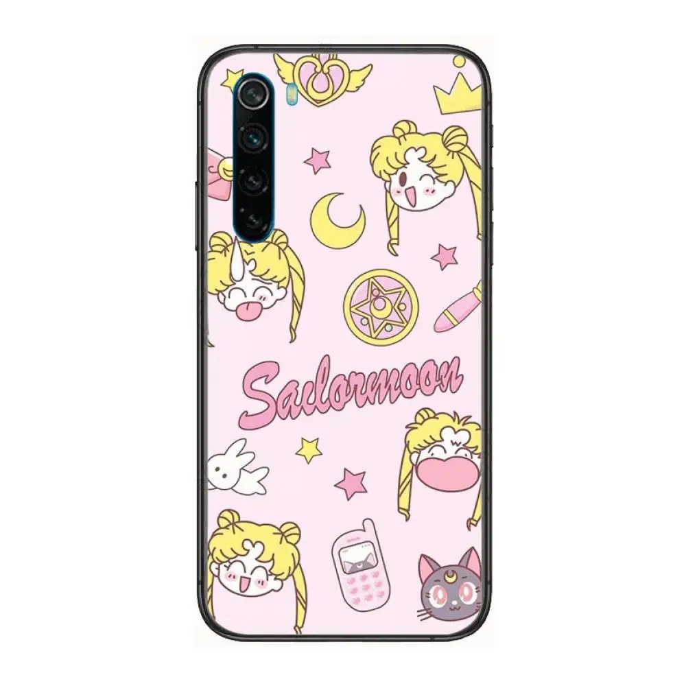 

Sailor-Moon cute cartoon Phone Case For XiaoMi Redmi Note 9S 8 7 6 5 A Pro T Y1 Anime Black Cover Silicone Back Pretty