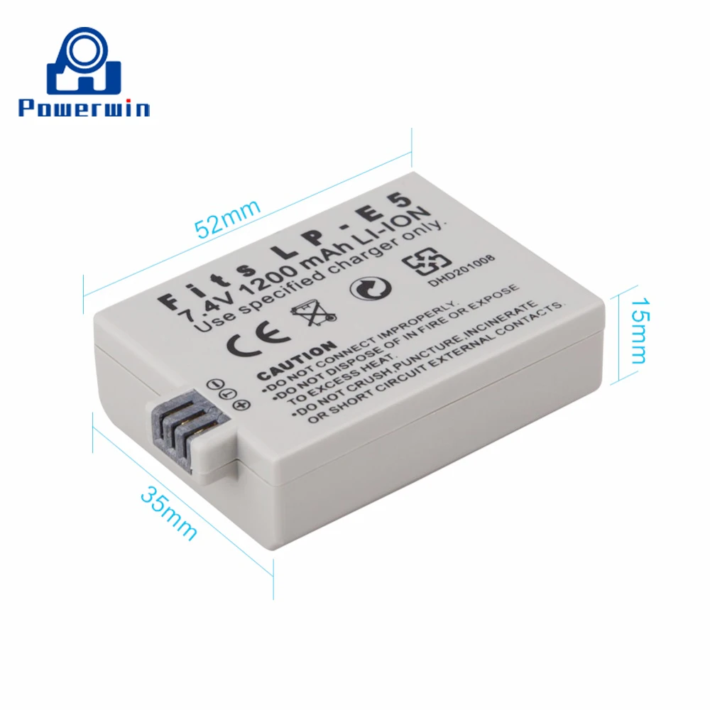 3PCS Powerwin 1200mAh 7.4V LP-E5 LPE5 LP E5 Camera Battery AU/EU/US/UK LCD Dual Charger For Canon 450D 500D 1000D Kiss X3 Xsi |