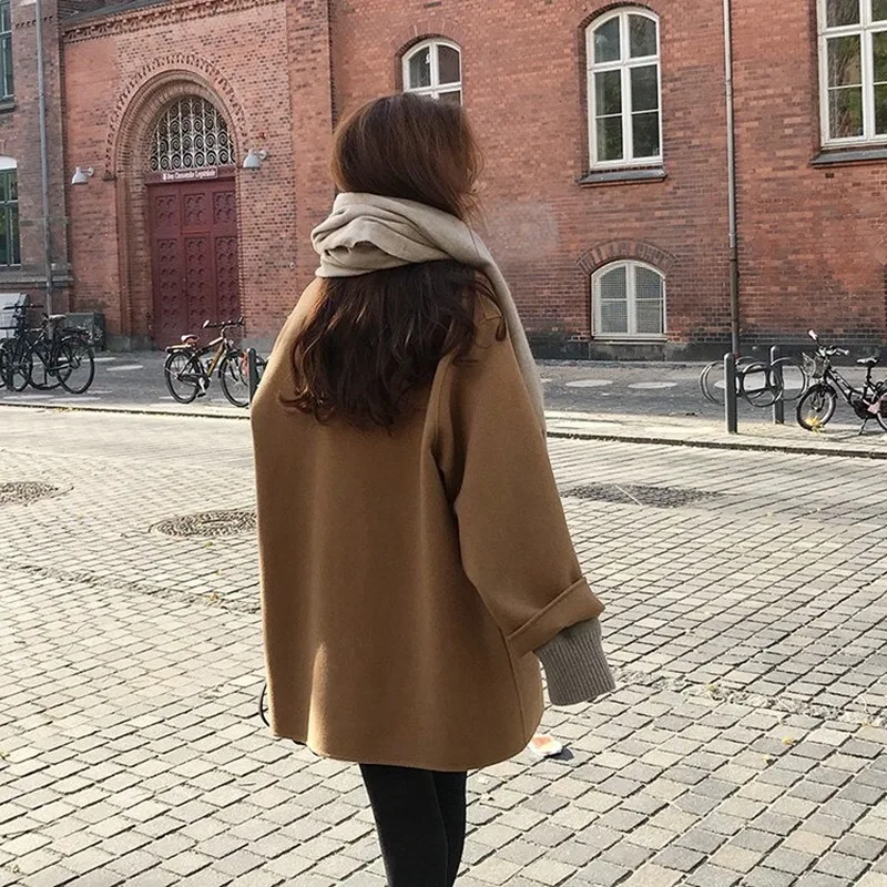 

2020 autumn and winter new Korean students Mori women woolen coat women loose little long woolen fashion coat women trend