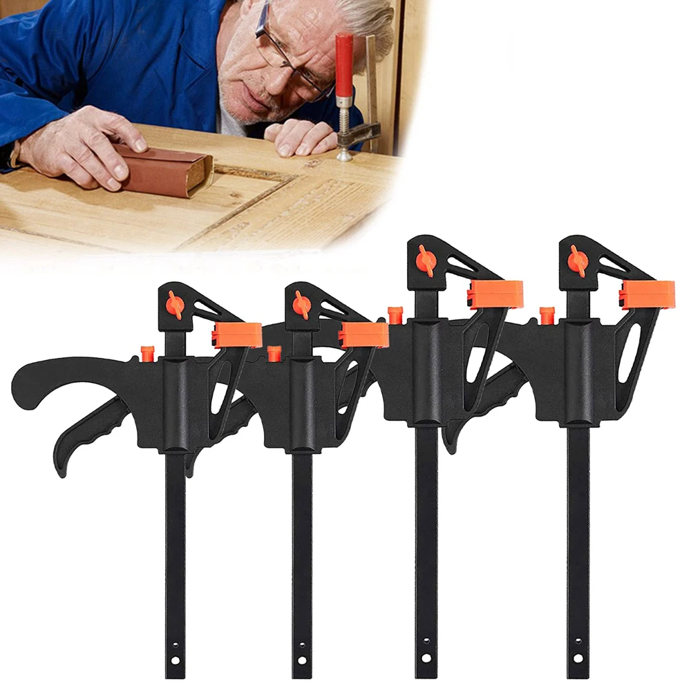 

4" Bar Clamps Set for Woodworking One-Handed Spreader Bar Clamp Set Bar Clamp for Woodworking Quick Release Gear Clamp 4-pack