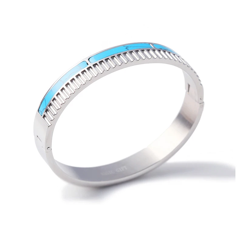 

Wholesale new high end brand bracelet high quality bangle fine jewelry titanium steel accessaries exquisite blue cuff gifts