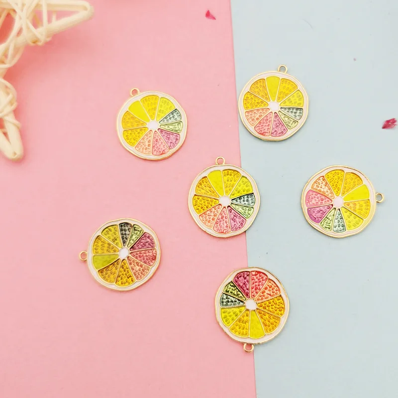 

Drop oil color lemon orange DIY accessories lovely fruit series alloy color lemon orange pendant bracelet pendant crafts