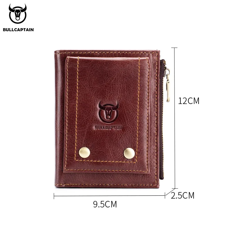 BULLCAPTAIN RFID мужской кошелек из натуральной кожи 3 раза короткий держатель для