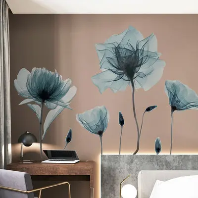 

Romantic Flower Wall Stickers Girl Wallpaper Self adhesive Living Room Decoration Wall Decals Bedroom Wall Design Cure Poster