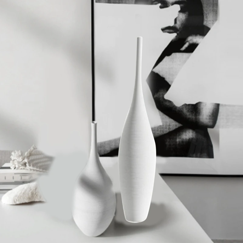

2 Pcs Jingdezhen Zen Vase Minimalist Handmade Ceramic Ornaments,Living Room Model Home Decoration,B & C
