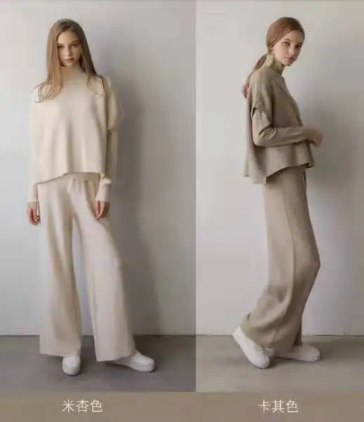 Женский свитер костюмы и комплекты водолазка с длинным рукавом вязаный длинные