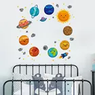 Мультяшные настенные наклейки на солнечную систему, набор из 5 предметов для украшения детской комнаты, узор для детской спальни для дома