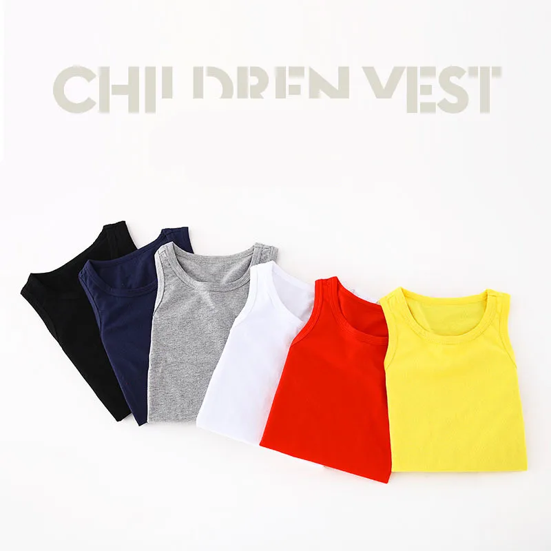 Детский жилет для мальчиков и девочек летний однотонный хлопковая футболка