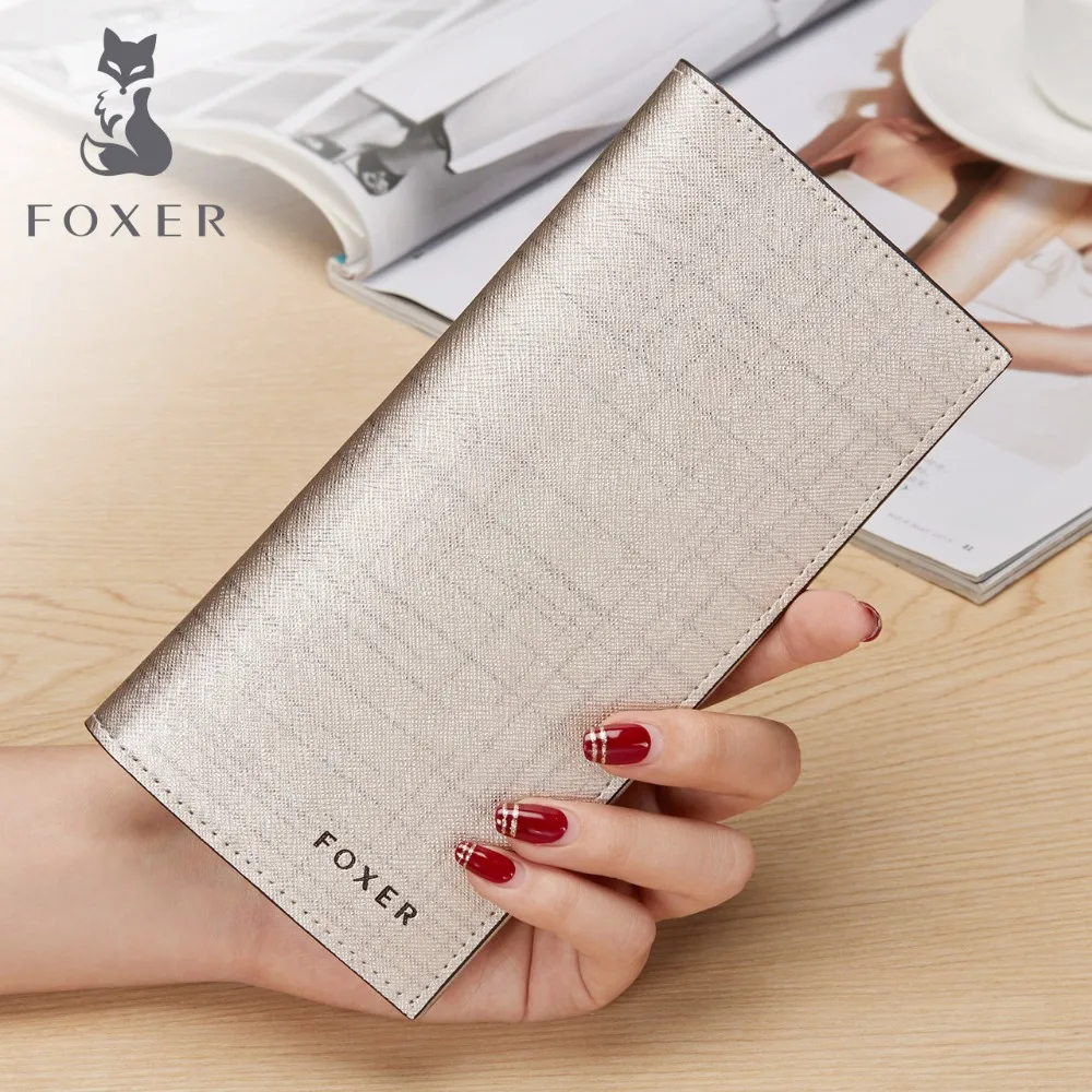 FOXER Wrand женский кошелек и сумочка из спилка, модный дизайн, женские длинные кошельки из воловьей кожи, клатч для женщин