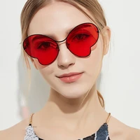 2021 vintage butterfly wings sunglasses fashion rimless women clear lens eyewear men pink sun glasses uv400 eyewear female