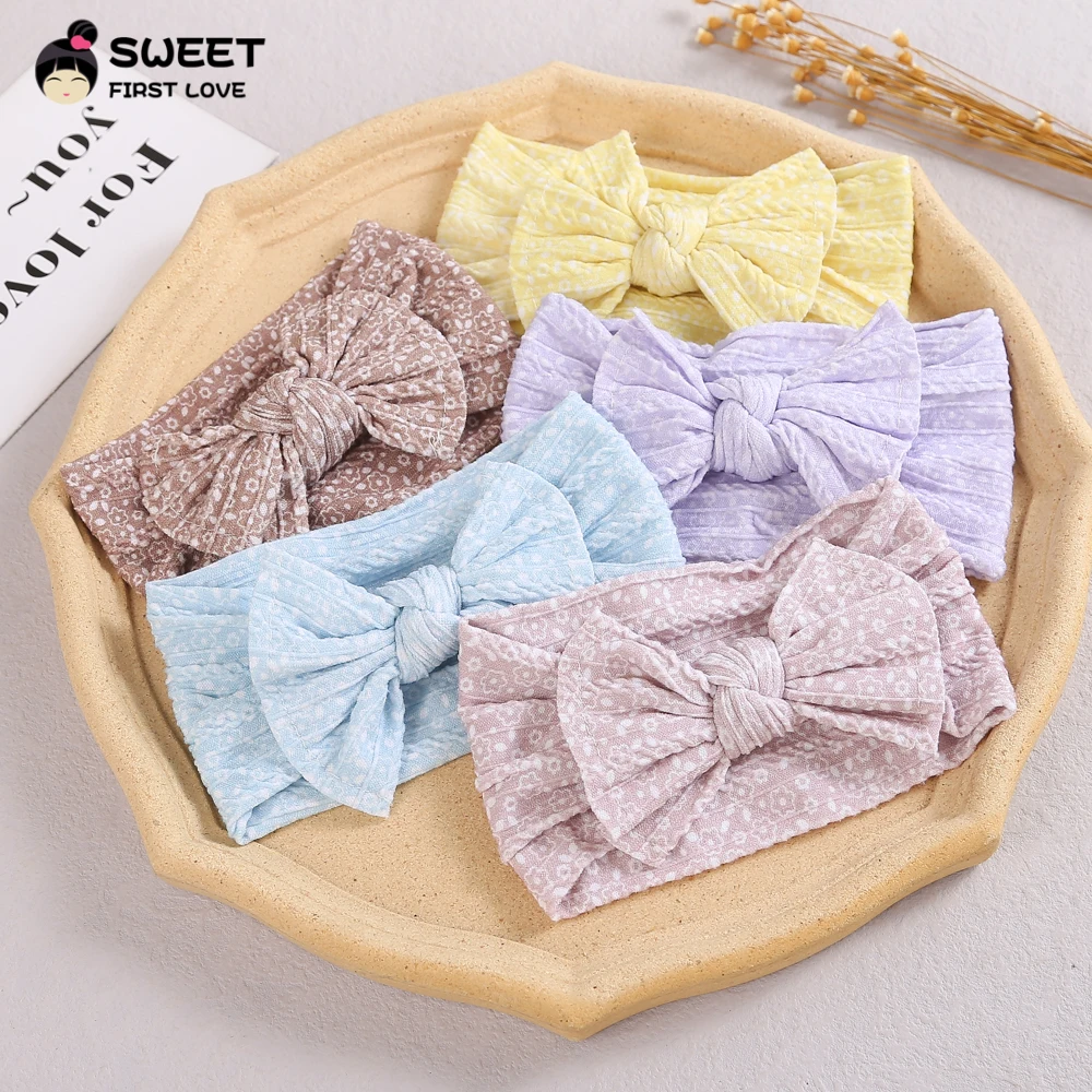 

Floral Printed Bowknot Headband Baby GirlsTurban Headband Kids Hair Accessories for Newborn Nylon Elastic Fashion Headwear 1pcs