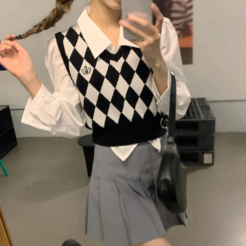 Осенний свитер жилет для женщин пуловер-жилет с V-образным вырезом вязаный в