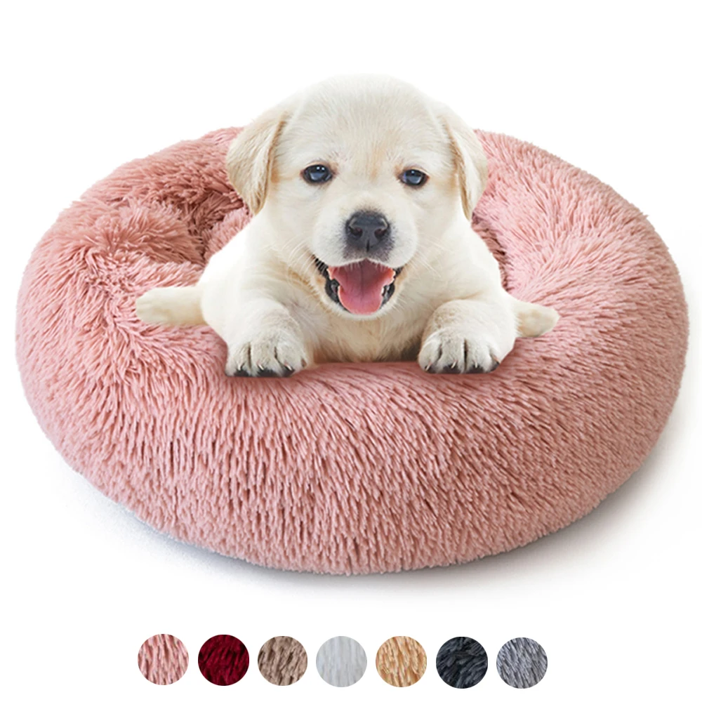 Круглая кровать для собаки Роскошная теплая спальная мягкая плюшевая собачья