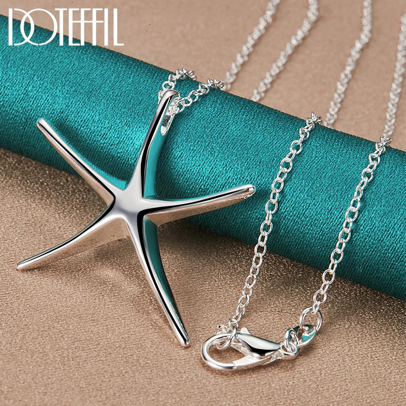 

DOTEFFIL 925 Sterling Silver Starfish Pendant Necklace 16-30 Inches Chain For Woman Man Charm Wedding Engagement Fashion Jewelry