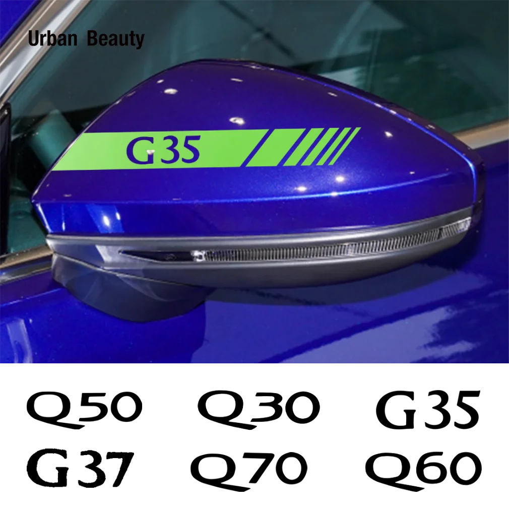 

2PCS Car Rearview Mirror Stickers Vinyl Film Decals For Infiniti Q50 Q30 Q60 Q70 IPL QX50 QX30 QX80 QX56 QX60 QX70 Accessories