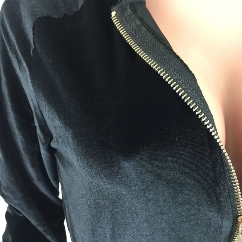 

Tracksuit Winter Women Two Piece Velvet Tracksuits Long Sleeve Zipper Up Short Jacket + Pencil Pants Set Femme 2 Pieces