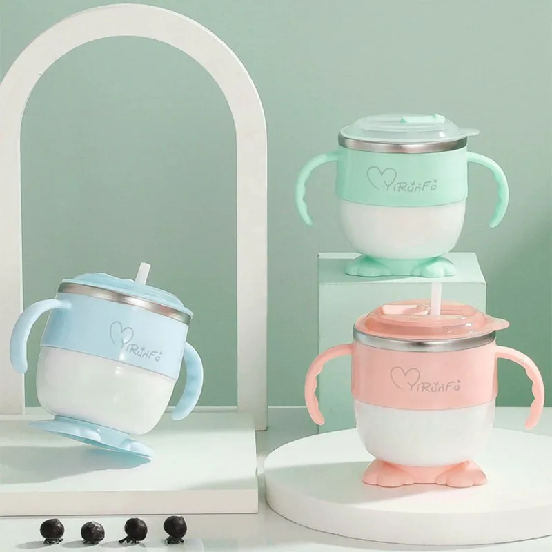 

Norbi Milk Cup Children's Straw Water Cup Double-layer Insulation Leak-proof Liner Detachable Cute Binaural Cup With Graduated
