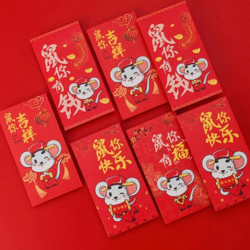 2020 год красный конверт в виде китайского зодиака для нового года 30 шт. красные