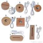 Деревянная подставка для художественного украшения, прямоугольная, круглая, овальная, со светодиодным дисплеем, для рукоделия, S21 20