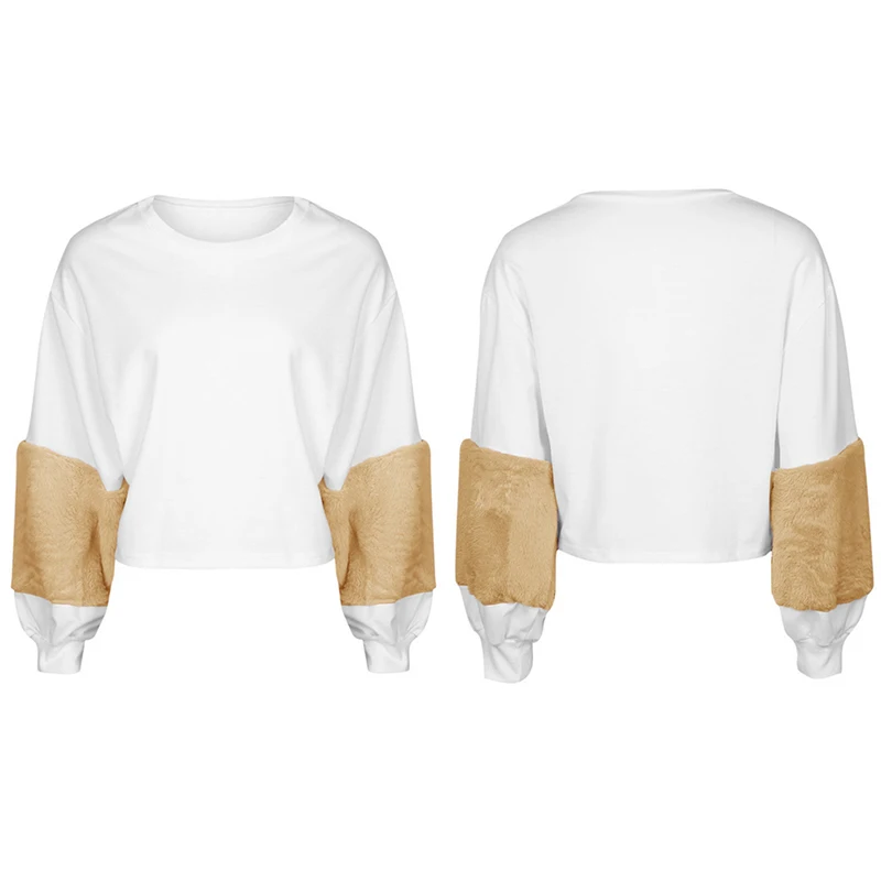 Женские толстовки с круглым вырезом и плюшевыми рукавами цветные Толстовки