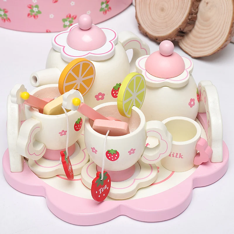 Деревянная игрушечная чашка чайники поднос для детей детская кухня ролевая игра