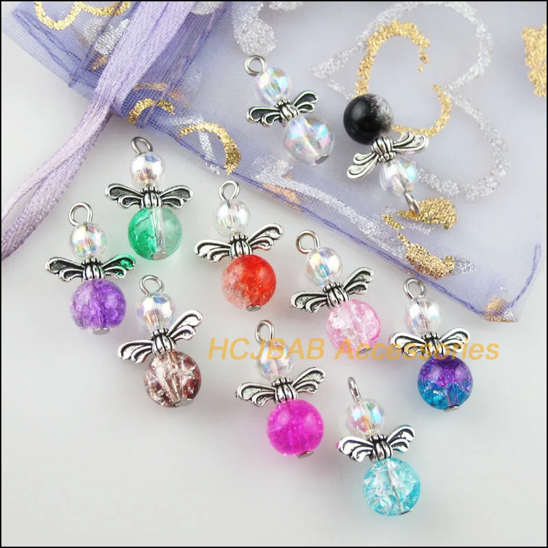 20 шт тибетские серебряные крылья смешанные бусины танцевальные амулеты ангелы