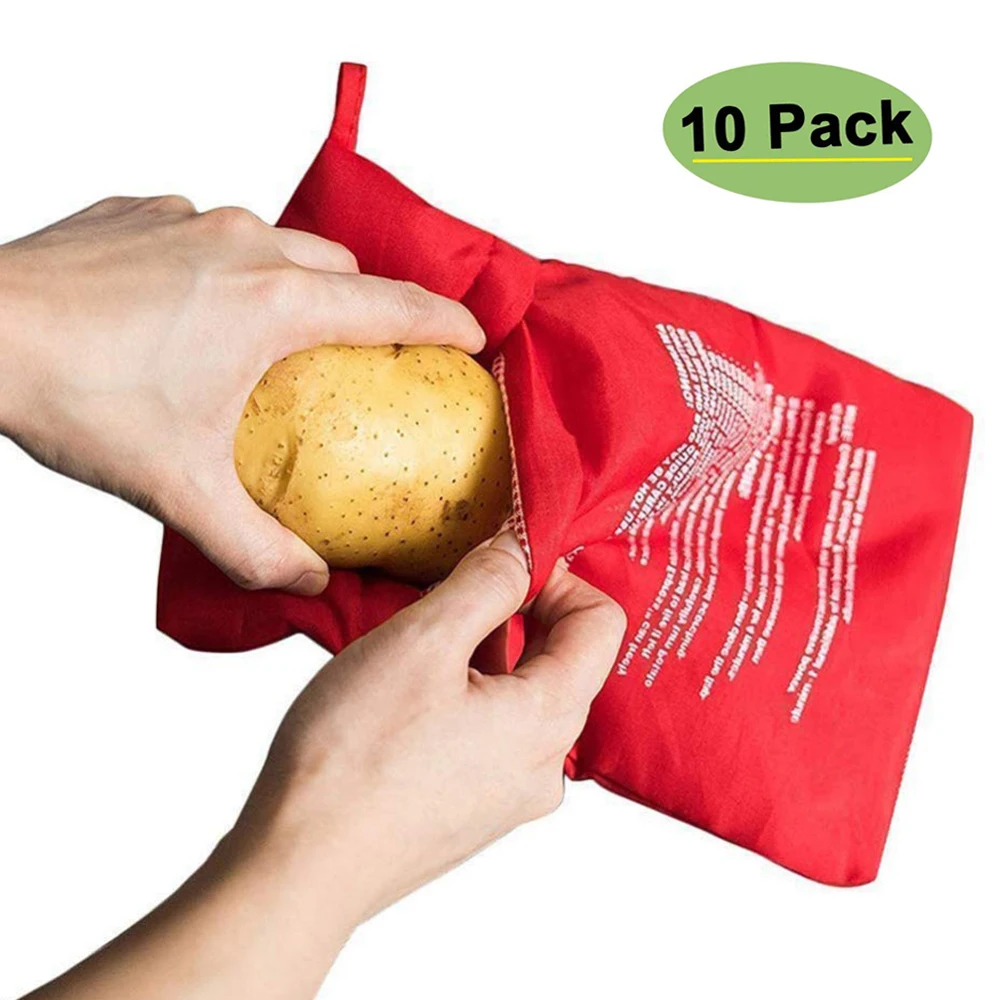 

10Pcs/lot Washable Microwave Potato Bag For Oven Quick Fast Steam Pocket Baking Cooker 4 Minutes Easy Cooking Kitchen Gadgets