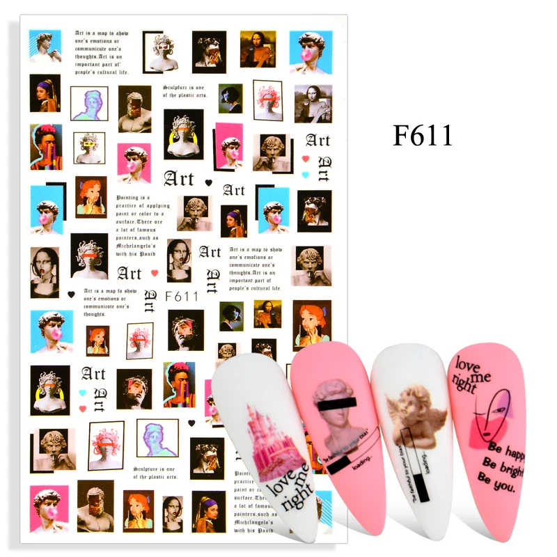 2023 новый стикер для ногтей женский эскиз лица абстрактное изображение