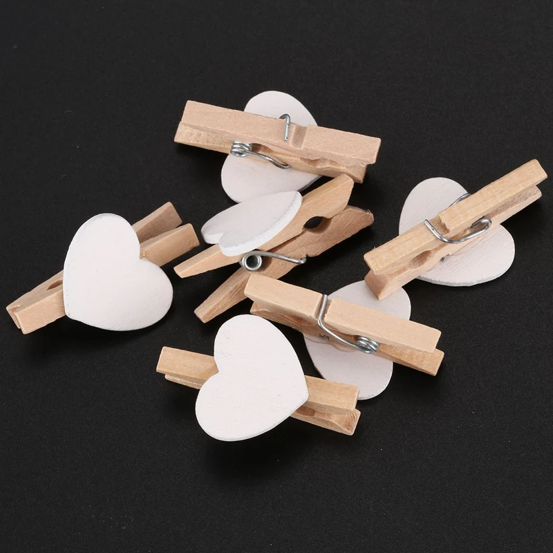 100Pack Party Photo Paper Heart Shape Crafts Mini Wooden Clip With 2Pack Dish Drying Rack Bamboo | Обустройство дома