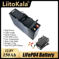 12V 150Ah 180Ah Lifepo4 battery Lithium iron phosphate BMS 4S 12.8V for Solar energy storage Caravan + 14.6V 10A Charger
