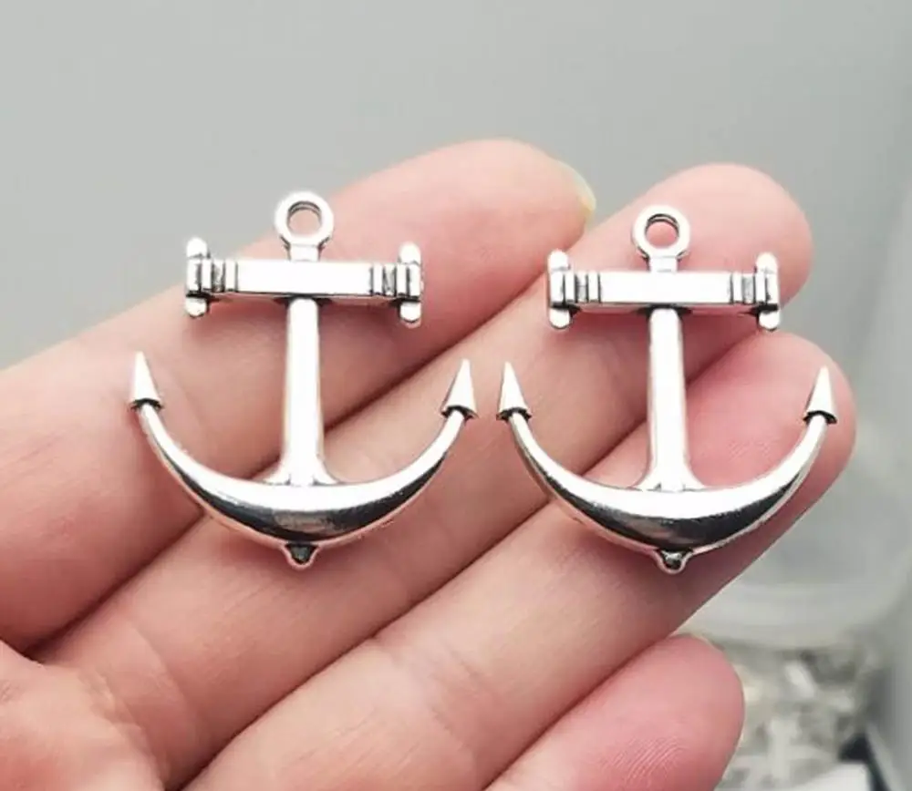 6 шт./лот-33x29 мм антикварные посеребренные Амулеты с якорем товары для рукоделия