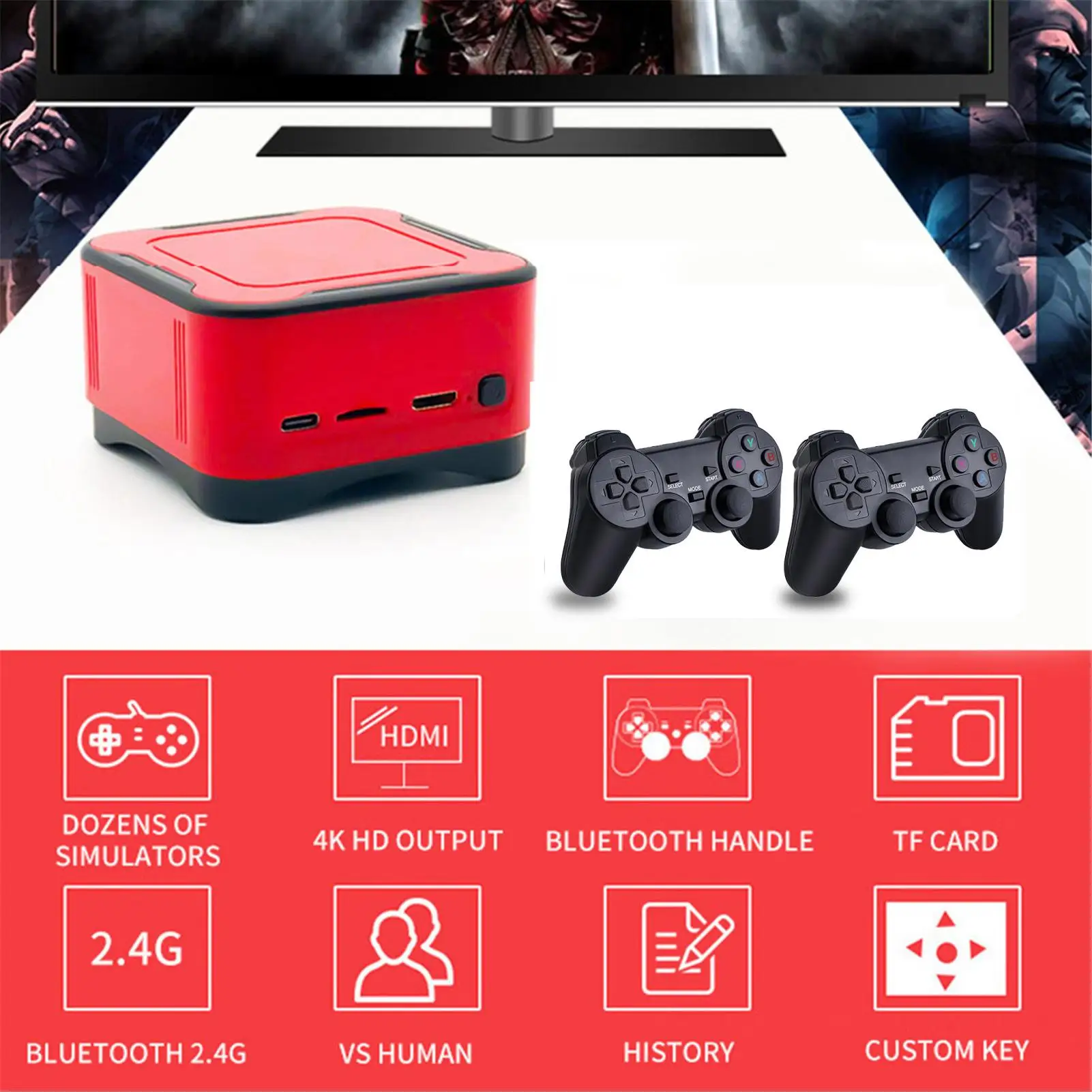 

Retro WiFi Game Console With 10000 Games With 2.4G Wirelless Controllers 4K HD TV Video Game Consoles For PSP/N64/DC/NDS/PS