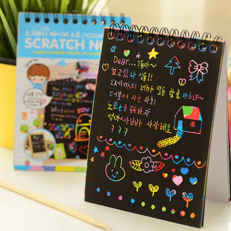 

Paper Painting DIY Drawing Children Toys Educational New Fun Doodling Scratch Halloween Colorful Black Wood Stickdoodling Toys