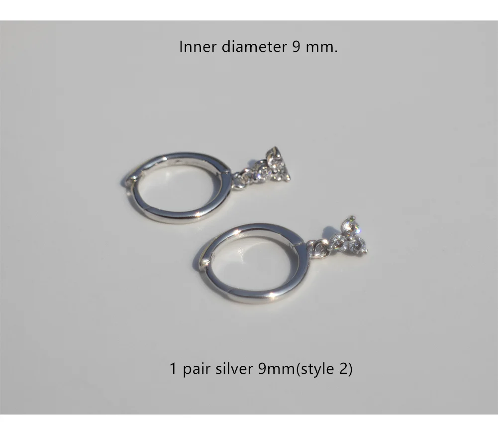 1 pair silver 9 mm Серьги из стерлингового серебра 925 пробы, модные циркониевые капли воды, маленькие серьги-капли, кольцо для ушей, Милые простые трендовые женские серьги jewe - Окраска металла: 1 pair silver 9 mm