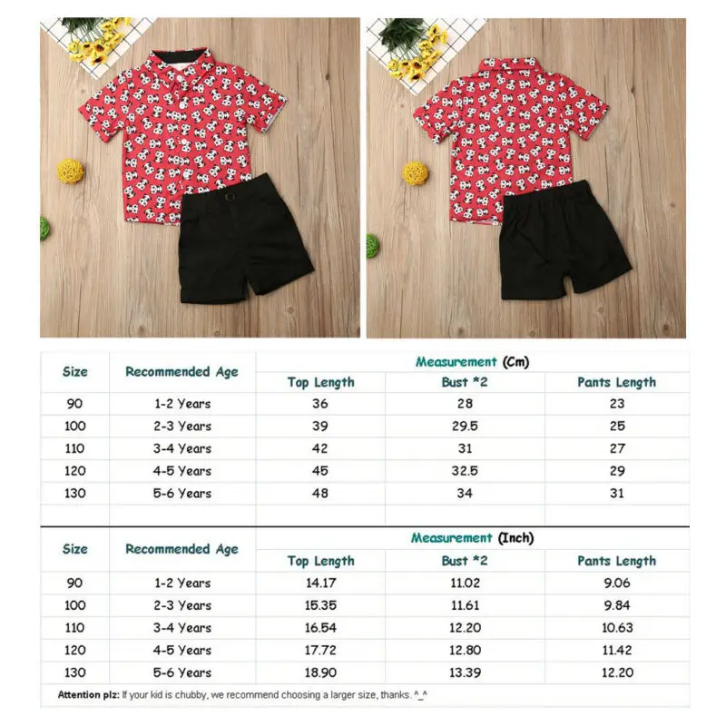 Рубашка и шорты для маленьких мальчиков с принтом панды |