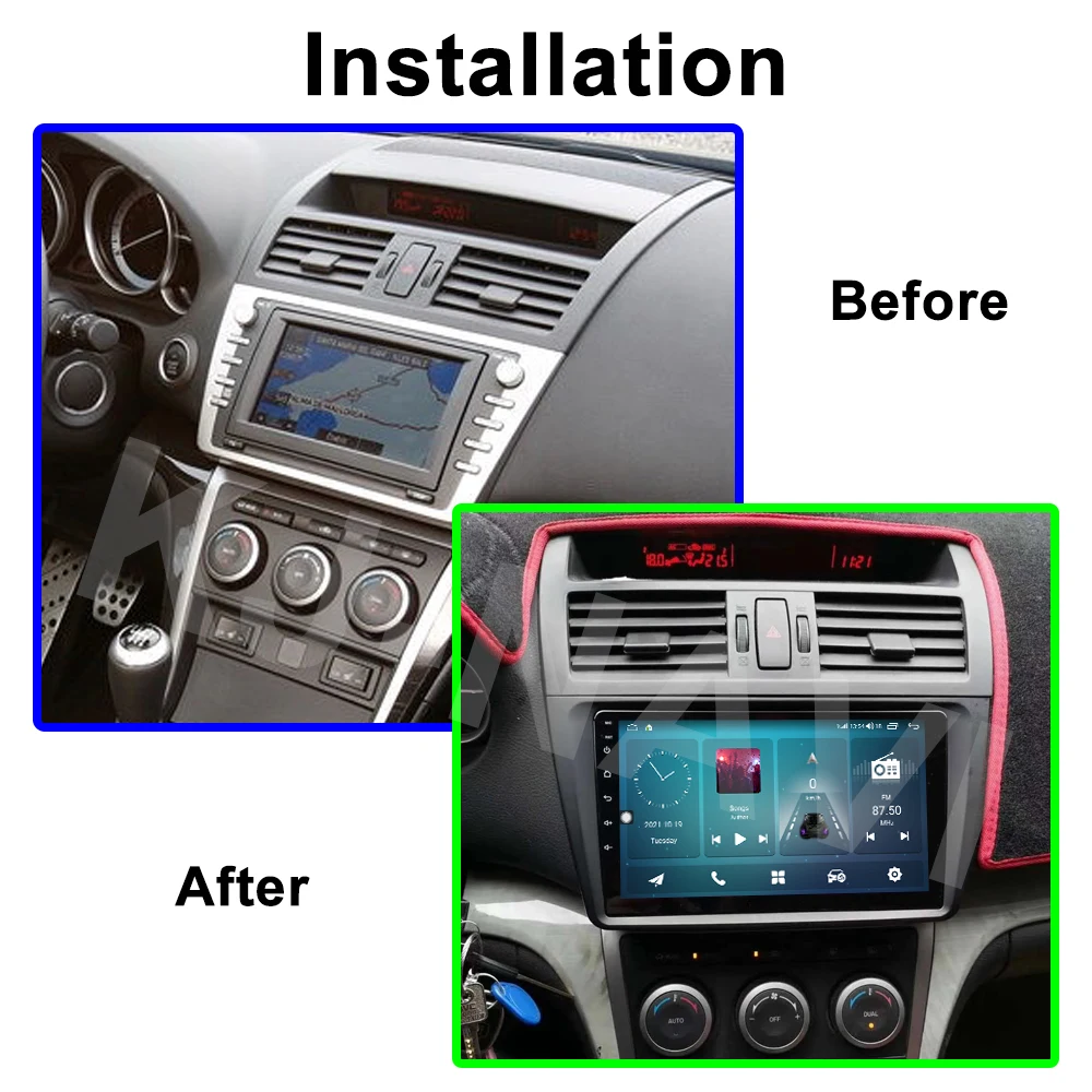 9inch 8-core 8+128G Video Player TEL DSP For Mazda 6 ATENZA 2007-2012 Navigation GPS Car Radio Multimedia Android 11 IPS BT RDS |