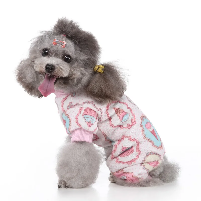 

Pet Soft Sleepwear Comfortable Lovely Pajamas For Small Medium Dogs Autumn & Winter Costume Pet Jacket Animals Printed Warm Coat