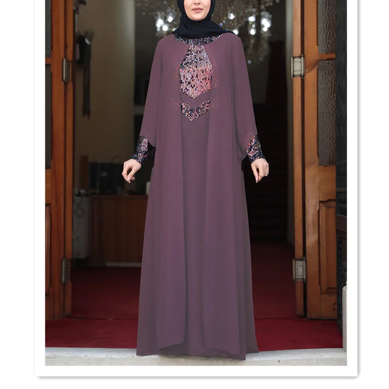 "Женское платье, блестящая шифоновая ткань, Сделано в Турции, исламском, мусульманском стиле, модель для матери, длинный Новый сезон"